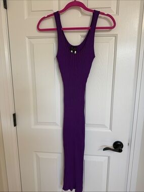Hot Miami Styles Purple Ribbed Tank Maxi Dress